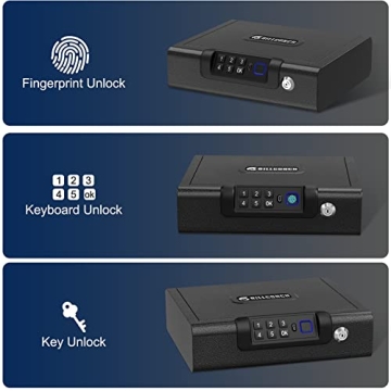 BILLCONCH Biometric Gun Safe Portable Secure 3-Way Unlock
