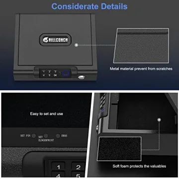 BILLCONCH Biometric Gun Safe Portable Secure 3-Way Unlock