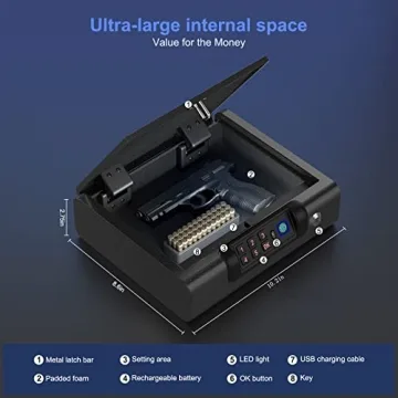 BILLCONCH Biometric Gun Safe Portable Secure 3-Way Unlock