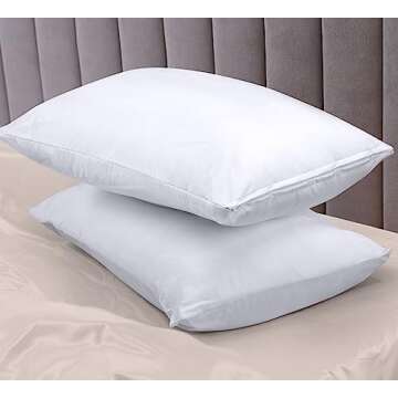 Utopia Bedding Waterproof Pillow Protectors Zippered (2 Pack, White) King Size, Zippered Pillowcases, Bed Bug Proof Pillow Encasement Covers 20 x 38 Inches