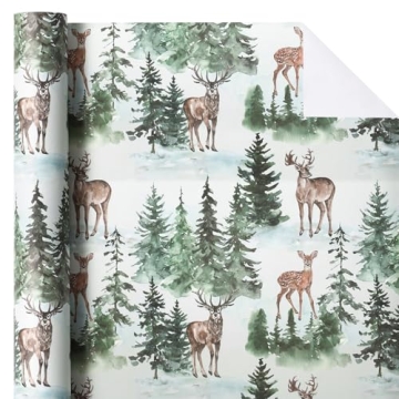 WRAPAHOLIC Kraft Christmas Wrapping Paper - Watercolor Elk Design