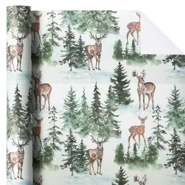 WRAPAHOLIC Kraft Christmas Wrapping Paper - Watercolor Elk Design