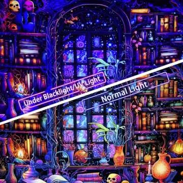 Invoible Blacklight Bookshelf Tapestry for Home Decor