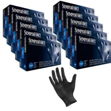 Premium Black Nitrile Exam Tattoo Gloves - 100 Pack