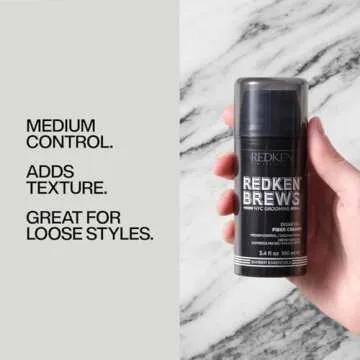 Redken Brews Fiber Cream For Men | Men's Hair Styling Cream | Medium Hold | Natural, Undone Finish |...