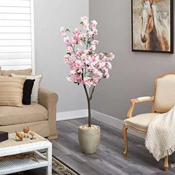 Nearly Natural 5.5ft Cherry Blossom Tree for Home Decor