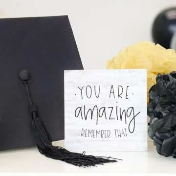 Simply Said Small Talk Square – “You Are Amazing – Remember That” – Inspiring and Reassuring Wood Sign – Hand Crafted In USA