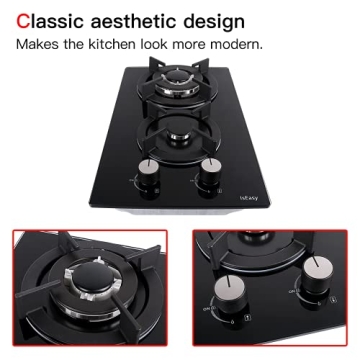 12-Inch Gas Cooktop with 2 Burners, Dual Fuel
