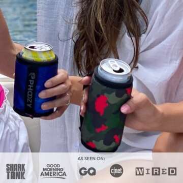 PHOOZY Insulated Can Cooler for 12oz Cans - Patented NASA Insulation Keeps Drinks Cold 10X Longer (Weighs less than 2 ounces) - Keep Your Drinks Cold and Your Hands Warm - Blue