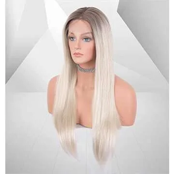 vedar Glueless 613 Wigs Ombre Brown Platinum Blonde Wigs White Blonde Wigs Silky Straight Hair Synthetic 613 Wigs for Women VEDAR-036-NEW