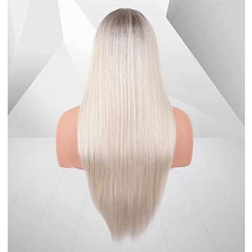 vedar Glueless 613 Wigs Ombre Brown Platinum Blonde Wigs White Blonde Wigs Silky Straight Hair Synthetic 613 Wigs for Women VEDAR-036-NEW