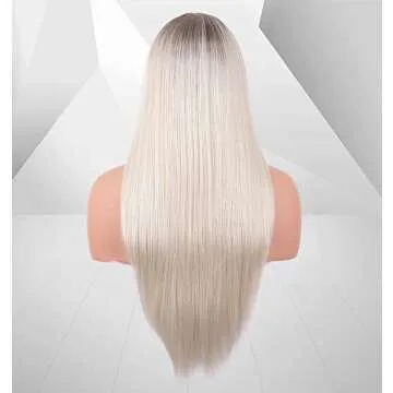 vedar Glueless 613 Wigs Ombre Brown Platinum Blonde Wigs White Blonde Wigs Silky Straight Hair Synthetic 613 Wigs for Women VEDAR-036-NEW