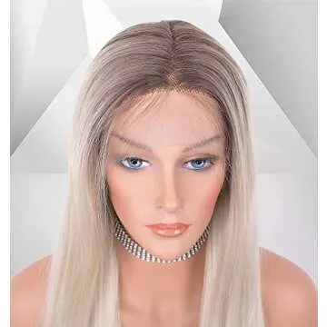 vedar Glueless 613 Wigs Ombre Brown Platinum Blonde Wigs White Blonde Wigs Silky Straight Hair Synthetic 613 Wigs for Women VEDAR-036-NEW