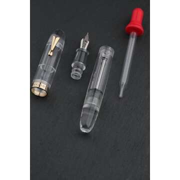 erofa Majohn C4 Eyedropper Fountain Pen Extra Fine Nib, Transparent Acrylic Big Size Writing Pens for Office Business with Box