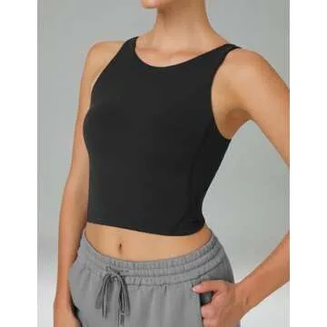 Colorfulkoala Dreamlux Womens Padded Sports Bra High Neck U-Back Yoga Running Workout Athletic Tank ...