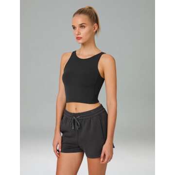 Colorfulkoala Dreamlux Womens Padded Sports Bra High Neck U-Back Yoga Running Workout Athletic Tank Top with Removable Cups(M, Black)