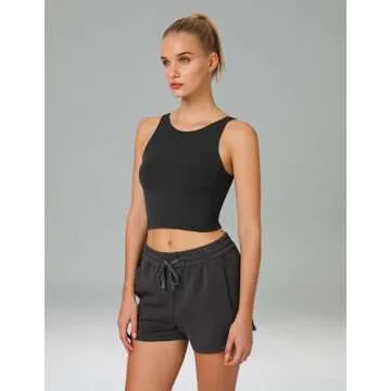 Colorfulkoala Dreamlux Womens Padded Sports Bra High Neck U-Back Yoga Running Workout Athletic Tank Top with Removable Cups(M, Black)