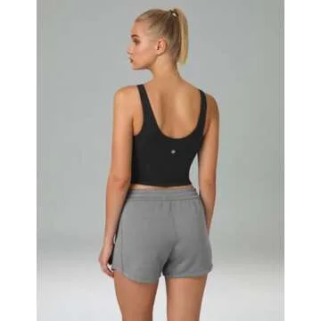 Colorfulkoala Dreamlux Womens Padded Sports Bra High Neck U-Back Yoga Running Workout Athletic Tank Top with Removable Cups(M, Black)