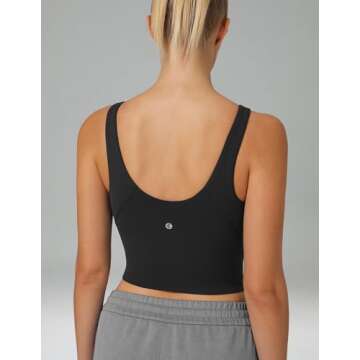 Colorfulkoala Dreamlux Womens Padded Sports Bra High Neck U-Back Yoga Running Workout Athletic Tank Top with Removable Cups(M, Black)