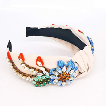 QTMY Rhinestone Crystal Headbands for Women,Hair Hoop Accessories Headwear Jewelry,522Beige