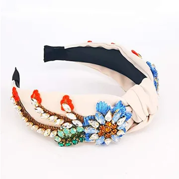 QTMY Rhinestone Crystal Headbands for Women,Hair Hoop Accessories Headwear Jewelry,522Beige