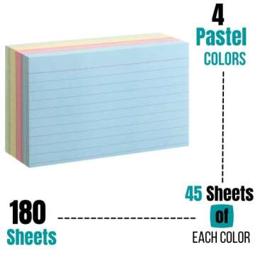 Mr. Pen- Pastel 3" x 5", 180 Lined Index Cards, Note Cards, Flash Cards, Study Cards, Notecards for ...