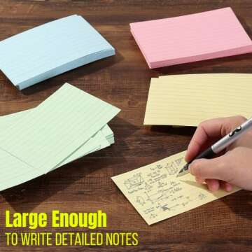 Mr. Pen- Pastel 3" x 5", 180 Lined Index Cards, Note Cards, Flash Cards, Study Cards, Notecards for Studying, Ruled Flashcards for Studying.