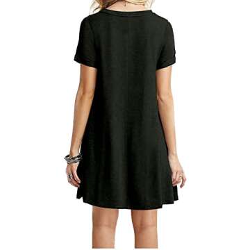 MOLERANI Women's Short Sleeve Shirt Casual Loose Swing Dress, Black, Medium