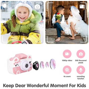 Xinbeiya Kids Digital Camera, Birthday Toy Gifts for Girls Boys Age 3-10, Children Cameras for Toddler with 1080P Video, Portable and Rechargeable Toy Camera for Girls or Boys (Pink)