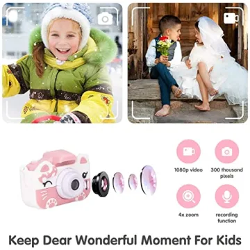 Xinbeiya Kids Digital Camera, Birthday Toy Gifts for Girls Boys Age 3-10, Children Cameras for Toddler with 1080P Video, Portable and Rechargeable Toy Camera for Girls or Boys (Pink)