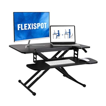 FLEXISPOT 31 inch Standing Desk Converter Height Adjustable Stand Up Desk Riser, Black Home Office D...