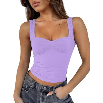 ForeFair Women Sleeveless Sexy Backless Crop Top – Cute Y2K Top in Light Purple