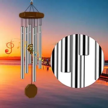 Wind Chimes for Outside, Wind Chimes Outdoor Deep Tone with 6 Tuned Tubes, Memorial Wind Chimes for Garden, Patio and Home