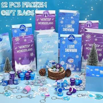 Winrayk 112Pcs Frozen Party Favors Elsa Birthday Supplies for Girls Kids, Gift Bag Stamper Slap Brac...