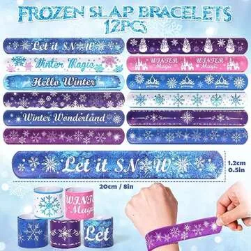 Winrayk 112Pcs Frozen Party Favors Elsa Birthday Supplies for Girls Kids, Gift Bag Stamper Slap Bracelet Keychain Snowflake Ring Sticker Pinata Filler Winter Frozen Birthday Party Supplies Decorations