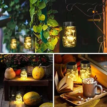 GIGALUMI Solar Mason Jar Lights - 6 Pack for Outdoor Decor