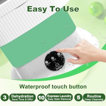 Portable Washing Machine, 15L Foldable Mini Washer and Dryer with Basket Spin, 2 in 1 Small Washing Machine with 3 Modes Deep Cleaning for Baby Clothes, Underwear, Socks, Apartment,Travel(Green)