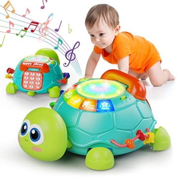 Letapapa Baby Toys 6 to 12 Months, Tummy Time Toy for 12-18 Months, Musical Turtle Crawling Toys wit...