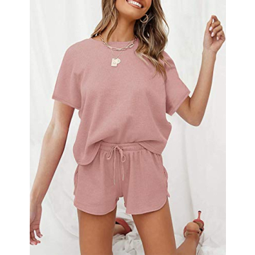 Stylish MEROKEETY Women's Waffle Pajama Set for Comfort