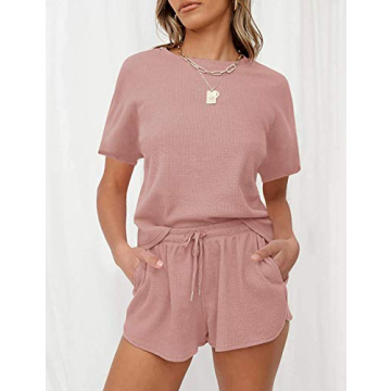 Stylish MEROKEETY Women's Waffle Pajama Set for Comfort