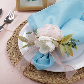 Getfitsoo Handmade Flower Rose Napkin Rings Set for Any Occasion