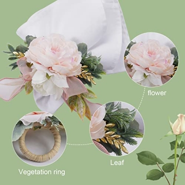 Getfitsoo Handmade Flower Rose Napkin Rings Set for Any Occasion