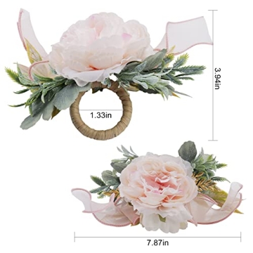 Getfitsoo Handmade Flower Rose Napkin Rings Set for Any Occasion