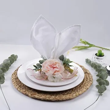 Getfitsoo Handmade Flower Rose Napkin Rings Set for Any Occasion
