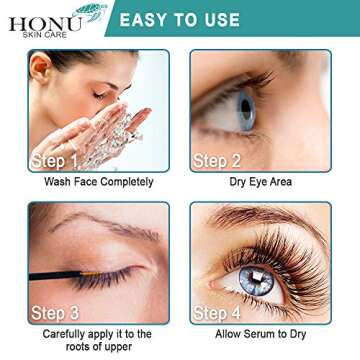 Eyelash Growth Serum By Honu - Lash Growth Serum For Fuller & Thicker Lashes & Brows - Supports Eyelash Growth, Eyebrow Growth, Thinning Lashes, Supports Lash Boost - Advanced Formula For Results