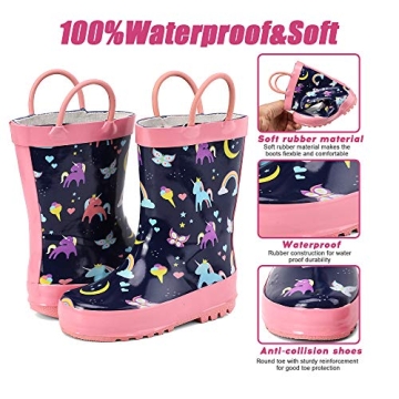 ALEADER Kids Waterproof Rain Boots - Fun & Stylish