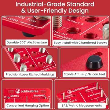 JoblikeBrez Thread Checker for Accurate Nut and Bolt Sizing