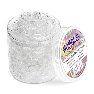 HOYOLS Clear Elastic Hair Rubber Bands, 1500pcs Mini Small Clear Ponytail Elastics Holders for Blond...