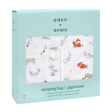 aden + anais Baby Sleeping Bag, 100% Cotton Muslin, Wearable Swaddle Blanket for Girls & Boys, Newbo...