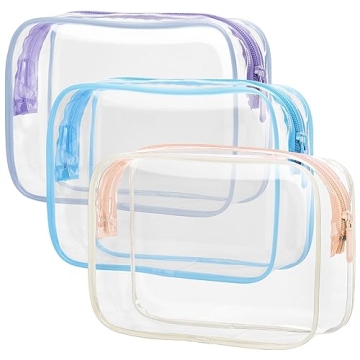 PACKISM Clear Toiletry Bag - 3 Pack TSA Approved Toiletry Bag Quart Size Bag, Travel Makeup Cosmetic...